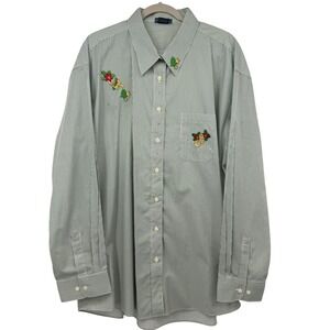 Las Olas Christmas Shirt Womens 2X Green Stripe Embroidered Holiday Rhinestone